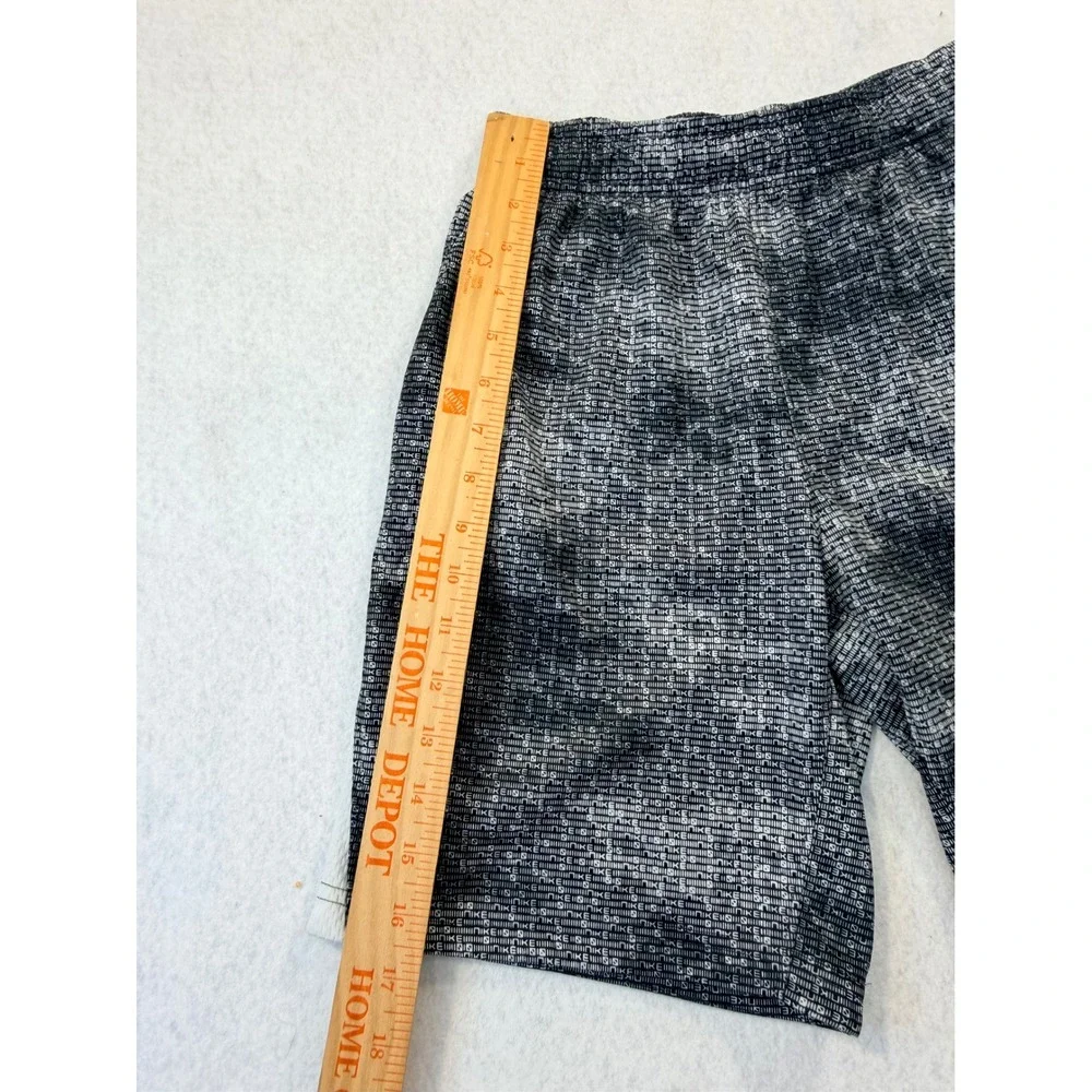 Nike Mens Monogram Logo Athletic Shorts Black Grey White Elastic Waist Size XL